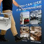 FITHOIST Metal Cantilever Tool Box, 3-Tier 5 Tray Fold Out Stainless Steel Tool Box with Handle, 14" Stack-able Portable Tool Storage Box Organizers Chest for Household Factory Warehouse Repair Shop