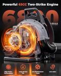 HTK 63 CC Gas Backpack Leaf Blower - 2-Stroke Engine, High-Velocity 665 CFM, Ergonomic Design, Low Vibration, and Cruise Control for Effortless Yard Mastery All Year Round
