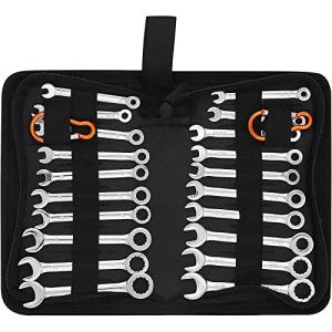 Premium Midget Wrench Set - 22-Piece Mini Combination Wrench Set Metric & SAE Ignition Wrench Sets 4-10mm & 5/32'' to 7/16'' Lightweight Small Carry Pouch