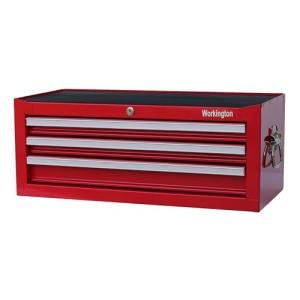 Workington Industrial 3 Drawers Portable Metal Intermediate Box, 26" Middle Tool Chest Cabinet with Ball Bearing Drawer Slides, Steel Tool Storage Box Organizer 4009 Red