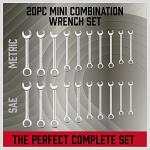 Premium Midget Wrench Set - 22-Piece Mini Combination Wrench Set Metric & SAE Ignition Wrench Sets 4-10mm & 5/32'' to 7/16'' Lightweight Small Carry Pouch
