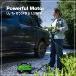 Greenworks 1700 PSI and 1.2 GPM Pressure Washer - Ultra Compact & Lightweight, Ideal for Cleaning patios, Decks, Sidewalks, Outdoor Furniture, Bikes, Cars, and Small Driveway Areas.