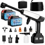 Cordless Pressure Washer Battery Powered,Portable Power Washer with 2pcs 4.5Ah Battery&Charger & 6-in-1 Nozzle,2 Power Level & on/Off Button,Handheld Pressure Washer for Car,Home,Garden Patio (8.5m)