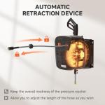 Giraffe Tools Grandfalls Retractable Pressure Washer G20, 2500 PSI 2.2 GPM, Wall Mounted with 65FT Hose Reel, 4 Nozzles for Floor/Cars/Fences/Patios, Dark Silver Case with Grey Pressure Hoses