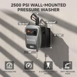 Giraffe Tools Grandfalls Retractable Pressure Washer G20, 2500 PSI 2.2 GPM, Wall Mounted with 65FT Hose Reel, 4 Nozzles for Floor/Cars/Fences/Patios, Dark Silver Case with Grey Pressure Hoses