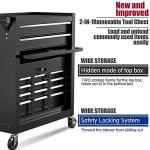 Percince High Capacity Rolling Tool Boxes with Wheels and Drawers, 8-Drawer Storage Cabinet,Detachable Organizer Combo,Mobile Lockable Toolbox for Workshop Mechanics Garage (Black)