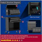 Percince High Capacity Rolling Tool Boxes with Wheels and Drawers, 8-Drawer Storage Cabinet,Detachable Organizer Combo,Mobile Lockable Toolbox for Workshop Mechanics Garage (Black)