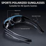 ROCKBROS Pickleball Glasses for Men/Women Safety Certified Polarized UV400 Protection Sports Glasses with Detachable Temples & Strap