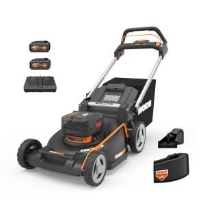 WORX Nitro 21" Cordless Lawn Mower, Electric Mower with Variable Speed, Self-propelled Lawn Mower with Aerodeck & Intellicut, 2 × 5.0 Ah Batteries & Charger Included, WG760