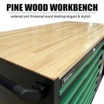 Griplier 7-Drawers Professional Tool Cart Cabinet,Rolling Tool Chest with Double Shelves,Wood Workbench,Brake Wheels,51.1W x 18.9D x 32.3H inches for Garage, Workshop, or Outdoor Use(7 Drawers)