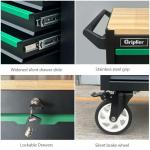 Griplier 7-Drawers Professional Tool Cart Cabinet,Rolling Tool Chest with Double Shelves,Wood Workbench,Brake Wheels,51.1W x 18.9D x 32.3H inches for Garage, Workshop, or Outdoor Use(7 Drawers)