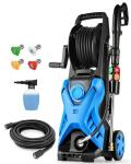 Electric Pressure Washer, 2.8 GPM High Power Washer Adjustable Pressure 2500PSI-5000PSI with 33FT Extension Hose Reel, 4 Nozzles and Soap Bottle for Cars/Fences/Driveways