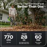 Greenworks 80V (770 CFM/190 MPH) Brushless Cordless Leaf Blower, Commercial-Grade Power for Autumn Leaf Composting, Spring Pollen Cleanup and Post-Snow Debris, Includes 4.0Ah Battery & Rapid Charger