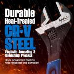 SHALL 3-Piece Adjustable Wrench Set, 10/8/6 Inch Cr-V Steel Wrench with Cushion Grip, Wide Jaw Black Oxide Wrench with Laser-etched SAE Scales for Home, Garage, Workshop and DIY, Dark Blue