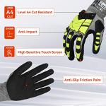 Graloky Safety Work Gloves,Impact Gloves for Men Women,Cut Resistant Non-Slip Heavy Duty Gloves with Nitrile Grip,Touch Screen Glove with Impact Protection for Gardening Mechanic Construction, Large