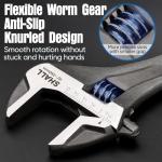 SHALL 3-Piece Adjustable Wrench Set, 10/8/6 Inch Cr-V Steel Wrench with Cushion Grip, Wide Jaw Black Oxide Wrench with Laser-etched SAE Scales for Home, Garage, Workshop and DIY, Dark Blue