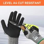 Graloky Safety Work Gloves,Impact Gloves for Men Women,Cut Resistant Non-Slip Heavy Duty Gloves with Nitrile Grip,Touch Screen Glove with Impact Protection for Gardening Mechanic Construction, Large