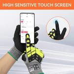 Graloky Safety Work Gloves,Impact Gloves for Men Women,Cut Resistant Non-Slip Heavy Duty Gloves with Nitrile Grip,Touch Screen Glove with Impact Protection for Gardening Mechanic Construction, Large