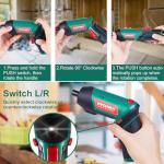 HYCHIKA Electric Screwdriver, 6N.m and 2000mAh 3.6V Cordless Screwdriver with 20 Accessories, Work Light, Charging Cable and Magnetic Chuck