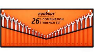 26-Piece Combination Wrench Set with Roll-Up Pouch