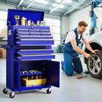 LegacyAmerhome 10-Drawer Rolling Tool Chest with Wheels, 2 in 1 Lockable Tool Box with Drawers, High-Capacity Mechanic Tool Organizer, Adjustable Shelf & Detachable Top Cabinet for Workshop Garage