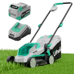 Litheli Cordless Lawn Mower 13 Inch, 5 Heights, 20V Electric Lawn Mowers for Garden, Yard and Farm, with Brushless Motor, 4.0Ah Battery & Charger Included