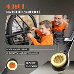 SUZUME 4 in 1 Ratchet Wrench 3-Piece Metric (8-19mm) 15K Gear Cycles Tested 72-Tooth CR-V Steel Reversible Ratcheting Box Wrench Set with Storage Bag and EVA Foam for Motorcycle Car Bicycle DIY