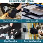 TAILI Level 3 Needle, Level 5 Puncture Resistant Work Gloves for Gardening, Touchscreen, Breathable, Grip Enhanced A7 Cut Resistant Safety Gloves, Black, XL, 1 Pair