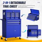 LegacyAmerhome 10-Drawer Rolling Tool Chest with Wheels, 2 in 1 Lockable Tool Box with Drawers, High-Capacity Mechanic Tool Organizer, Adjustable Shelf & Detachable Top Cabinet for Workshop Garage