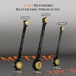 SUZUME 4 in 1 Ratchet Wrench 3-Piece Metric (8-19mm) 15K Gear Cycles Tested 72-Tooth CR-V Steel Reversible Ratcheting Box Wrench Set with Storage Bag and EVA Foam for Motorcycle Car Bicycle DIY