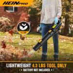 HEINPRO Cordless Leaf Blower 500CFM Compatible with DEWALT 20V Max Battery (Tool Only), Electric Leaf Blower Cordless with 5 Speed Modes, Lightweight Battery Powered Leaf Blowers for Lawn Care