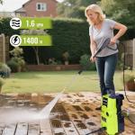 RunInMist Electric Pressure Washer, 1800PSI 1.6GPM Portable Power Washer with 20FT Hose & 35FT Power Cord, Two Nozzles, 0.4L Soap Bottle for Car Driveways Patio Garden