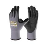 COOLJOB 3/6/12 Pairs Nitrile Rubber Coated Nylon Safety Work Gloves, Dotted for Non-Slip Grip, Breathable Soft Seamless Knit Nitrile Dipped Gloves for Warehouse, Home Improvement, Yard, Grey Medium