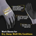 COOLJOB 3/6/12 Pairs Nitrile Rubber Coated Nylon Safety Work Gloves, Dotted for Non-Slip Grip, Breathable Soft Seamless Knit Nitrile Dipped Gloves for Warehouse, Home Improvement, Yard, Grey Medium