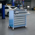 LARBANKE 7-Drawer Rolling Tool Chest with Stainless Steel Countertop,Tool Chest with Secure Locking System,Tool Cabinet with 360°Wheels and Padded Feet,for Home, Garage and Office