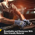 COOLJOB 3/6/12 Pairs Nitrile Rubber Coated Nylon Safety Work Gloves, Dotted for Non-Slip Grip, Breathable Soft Seamless Knit Nitrile Dipped Gloves for Warehouse, Home Improvement, Yard, Grey Medium