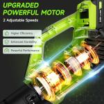 Leaf Blower Cordless, Leaf Blower with Battery and Charger - 2 Speed Modes, 2 Batteries, 20V Powerful Lightweight Electric Blowers for Blowing Leaves, Lawn Care, Patio Cleaning and Dust, Green