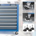 LARBANKE 7-Drawer Rolling Tool Chest with Stainless Steel Countertop,Tool Chest with Secure Locking System,Tool Cabinet with 360°Wheels and Padded Feet,for Home, Garage and Office