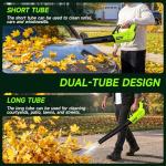 Leaf Blower Cordless, Leaf Blower with Battery and Charger - 2 Speed Modes, 2 Batteries, 20V Powerful Lightweight Electric Blowers for Blowing Leaves, Lawn Care, Patio Cleaning and Dust, Green