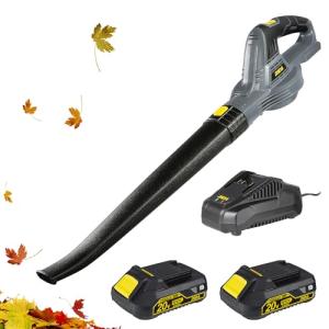 RIDA Lightweight Cordless Leaf Blower, Handheld Electric Leaf Blower with 2 X 2.0Ah Battery & Fast Charger Handheld Design for Lawn, Patio, Car, Dust Cleaning, Easy to Use for Women & Seniors
