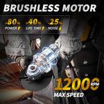 FULLYEA Cordless Angle Grinder 4-1/2", Brushless Angle Grinder Tool 12000 RPM, Power Angle Grinders with 2 * 4.0Ah Batteries & Charger, Electric Metal Grinder Kit for Cutting, Grinding (Yellow)