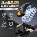 FULLYEA Cordless Angle Grinder 4-1/2", Brushless Angle Grinder Tool 12000 RPM, Power Angle Grinders with 2 * 4.0Ah Batteries & Charger, Electric Metal Grinder Kit for Cutting, Grinding (Yellow)