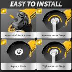 FULLYEA Cordless Angle Grinder 4-1/2", Brushless Angle Grinder Tool 12000 RPM, Power Angle Grinders with 2 * 4.0Ah Batteries & Charger, Electric Metal Grinder Kit for Cutting, Grinding (Yellow)