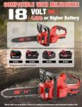 14 Inch Brushless Electric Chainsaw Cordless for Milwaukee M18 18V Battery, Power Chain Saws with Auto Oiler, Low Kickback, Chain Saw Battery Powered for Tree Trimming, Storm Clean-Up,Firewood Cutting