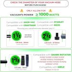 Turbo Brush Head Vacuum Brush Attachment for Shop Vac using 1-1/4'' & 2-1/4'' Acessories, Compatible Shark Rototor NV500 NV501 HV371 Miele Classic C1- Removal Pet Hair for Low Carpet & Area Rugs