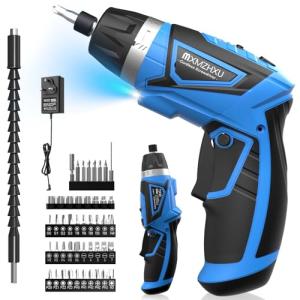 8V Cordless Screwdriver,6+1 Torque Max 10N·m Electric Power Screwdriver with 47 Accessories,180°Pivoting Handle, 2000mAh Rechargeable Screw Gun&Bit Set with LED Light, Flexible Shaft,for Home,Office