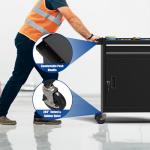 CMFYDAILY 5-Drawers Black Tool Chest, 2-in-1 Mechanic Rolling Tool Box Removable Lockable Tool Storage Cabinet, Metal Tool Cart with Drawers and Wheels for Garage, Workshop