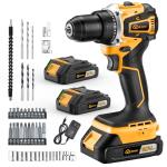 Aowei Cordless Drill Set/Driver, 20V Electric Power Drill With Battery And Charger, 40N Torque, 20+1 Settings, 2 Batteries,3/8-Inch Keyless Chuck, Driver Bits Kit, LED Light