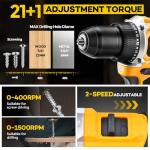 Aowei Cordless Drill Set/Driver, 20V Electric Power Drill With Battery And Charger, 40N Torque, 20+1 Settings, 2 Batteries,3/8-Inch Keyless Chuck, Driver Bits Kit, LED Light