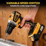 Aowei Cordless Drill Set/Driver, 20V Electric Power Drill With Battery And Charger, 40N Torque, 20+1 Settings, 2 Batteries,3/8-Inch Keyless Chuck, Driver Bits Kit, LED Light